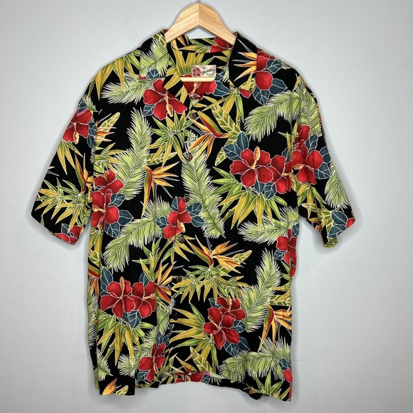 Hilo Hattie Other - Hilo Hattie Hawaiian Shirt Mens Large Leaf Hibiscus Aloha Made In Hawaii